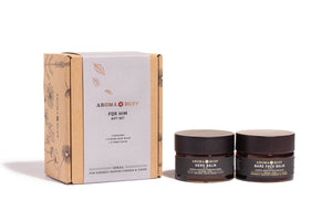 AromaBuff Gift Set for Him with attractive gift box containing Bare Face Balm and Hero Balm