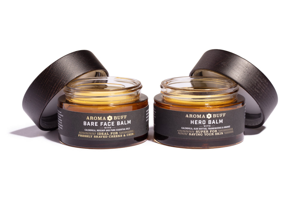 
            
                Load image into Gallery viewer, AromaBuff Gift Set for Him - Bare Face Balm &amp;amp; Hero Balm
            
        